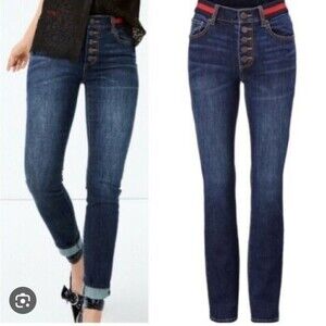Cabi Button Fly Skinny Jeans Women's Stretch Button Front Denim Pants